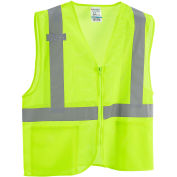 Global Industrial Hi-Vis Class 2 Safety Vest, 2 Pockets, Mesh, Lime, S/M