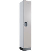 Global Industrial 1-Tier 1 Door Wood Locker, 12"W x 15"D x 72"H, Gray, Assembled