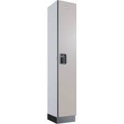 Global Industrial 1-Tier 1 Door Digital Wood Locker, 12"W x 15"D x 72"H, Gray, Assembled