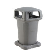 Global Industrial Outdoor Trash Can, Hinged Lid, 60 Gallon, Plastic, Gray