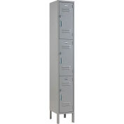 Global Industrial Capital 3-Tier 3 Door Locker, 12"W x 15"D x 78"H, Gray, Assembled