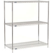 Global Industrial 3 Shelf, Stainless Steel Wire Shelving Unit, Starter, 48"W x 24"D x 54"H