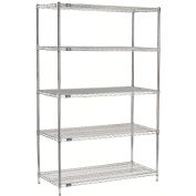 Global Industrial 5 Shelf, Chrome Wire Shelving Unit, Starter, 42"W x 14"D x 63"H
