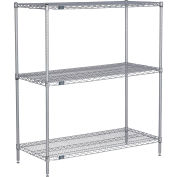Global Industrial 3 Shelf, Nexelate Silver Epoxy Wire Shelving Unit, Starter, 48"W x 21"D x 54"H