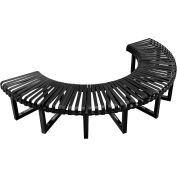 Global Industrial Outdoor Curved Bench, Steel Slat, Half Circle, Black