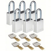 Brady® SafeKey Aluminum Lockout Padlocks, Silver, 38mm, 6/PK
