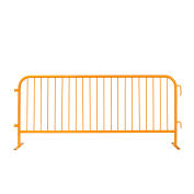 Global Industrial Steel Crowd Control Barrier, 8-1/2'L x 43"H, Flat Feet, Powder Coat Yellow