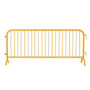 Global Industrial Steel Crowd Control Barrier, 8-1/2'L x 43"H, Bridge Feet, Powder Coat Yellow