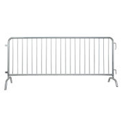 Global Industrial Steel Crowd Control Barrier, 8-1/2'L x 43"H, Bridge Feet, Galvanized