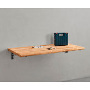 Global Industrial Folding Wall Mount Workbench, 60 x 24", 1-3/4" Maple Butcher Block Top