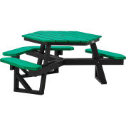 Global Industrial Outdoor 46" ADA Hexagon Picnic Table, Recycled Plastic, Green