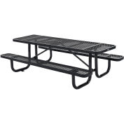Global Industrial 8' LRectangular Picnic Table, Expanded Metal, Black