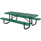 Global Industrial 8'L Rectangular Picnic Table, Expanded Metal, Green