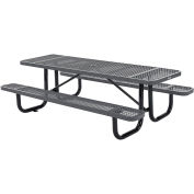 Global Industrial 8'L Rectangular Picnic Table, Expanded Metal, Gray
