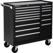 Global Industrial Roller Tool Cabinet, 15 Drawers, 39-3/8"W x 18"D x 33-1/4"H, Black