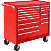 Global Industrial Roller Tool Cabinet, 15 Drawers, 39-3/8"W x 18"D x 33-1/4"H, Red