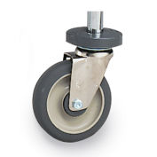 Metero Casters for Wire Shelving, Polyurethane, Rigid with Bumper, 5" Diameter