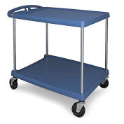 Metro myCart™ 2-Shelf Utility Cart with Chrome-Plated Posts, Blue, 34x27" Shelves