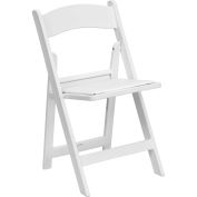 Folding Chair W/White Vinyl Padded Seat, White, Resin Frame - Pkg Qty 4