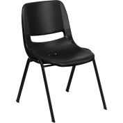 Ergonomic Shell Stack Chair, Black, Plastic - Pkg Qty 4