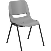 Ergonomic Shell Stack Chair, Gray, Plastic - Pkg Qty 4