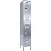 Hallowell USS1288-2A 304 Stainless Steel Locker, 12"W x 18"D x 78"H, Double Tier, 1 Wide, Assembled