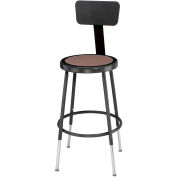 Shop Stool - 18-27" Seat Height - Masonite Seat With Steel Backrest