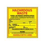 Hazardous Waste Vinyl Labels - For Liquids, 6" x 6"