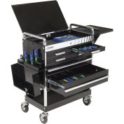 Professional 5 Drawer Service Cart w/ Locking Top - Black
