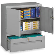 Tennsco Combination Shelf Drawer Cabinet, 36x18x42 1 Drawer, 2 Shelf, Medium Grey