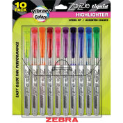 Zazzle Liquid Ink Highlighter, Chisel Tip, Asst Colors, 10/Set