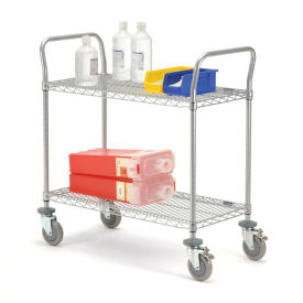 Nexel Wire Shelf Utility Cart With Brakes, 2 Shelves, 800 Lb. Capacity, 48x24x38