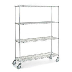 Nexel Chrome Wire Shelf Truck, 60x18x80 1200 Pound Capacity with Brakes