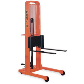 PRESTO Foot-Operated Stackers - Adjustable 3"Wx25"L Forks - 5-1/4" Lowered Height, 78" Lift Height
