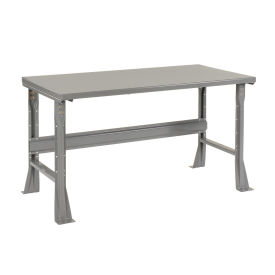 Fixed Height Workbench Flared Leg, 60"W x 36"D x 34"H, 1-3/4" Steel Square Edge, Gray