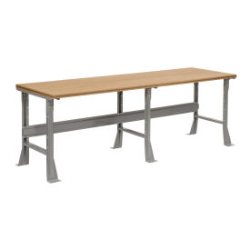 Fixed Height Workbench Flared Leg, 96"W x 30"D x 34"H, 1-1/2" Shop Top Square Edge, Gray