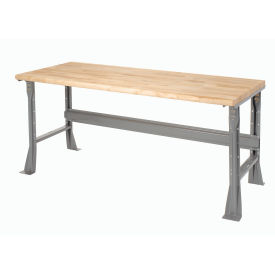 Fixed Height Workbench Flared Leg, 60"W x 30"D x 34"H, 1-3/4" Maple Top Safety Edge, Gray