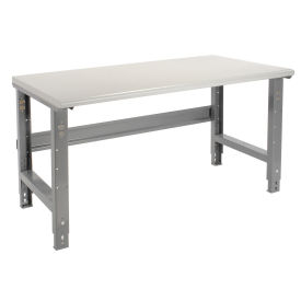 Adjustable Height Workbench C-Channel Leg, 60"W x 30"D, 1-5/8" Plastic Laminate Safety Edge, Gray