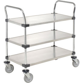 Global Industrial Stainless Steel Utility Cart, 3 Shelves, 48x24x38