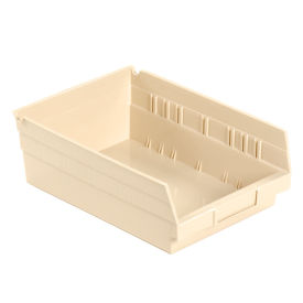 Global Industrial Plastic Shelf Bin Nestable 6-5/8"W x 11-5/8" D x 4"H Beige - Pkg Qty 12