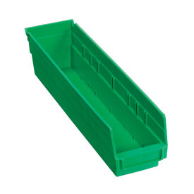 Plastic Shelf Bin Nestable 4-1/8"W x 17-7/8"D x 4"H Green - Pkg Qty 12