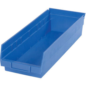 Nestable Shelf Storage Bin, Plastic, 6-5/8"W x 17-7/8" D x 4"H, Blue - Pkg Qty 12