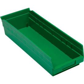 Plastic Shelf Bin Nestable 6-5/8"W x 17-7/8" D x 4"H Green - Pkg Qty 12
