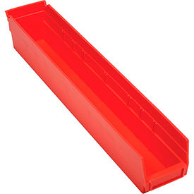 Plastic Shelf Bin Nestable 4-1/8 x 23-5/8" D x 4"H Red - Pkg Qty 12
