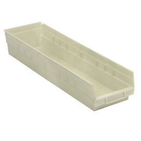 Plastic Shelf Bin Nestable 6-5/8"W x 23-5/8" D x 4"H Beige - Pkg Qty 6