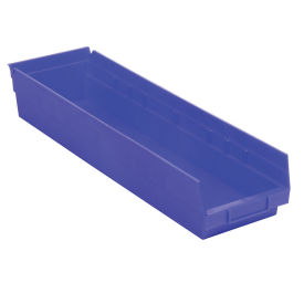 Plastic Shelf Bin Nestable 6-5/8"W x 23-5/8" D x 4"H Blue - Pkg Qty 6