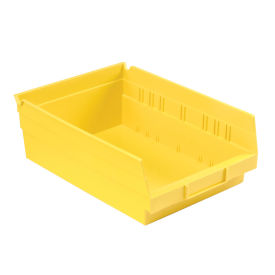 Nestable Shelf Bin, Plastic, 8-3/8"W x 11-5/8" D x 4"H, Yellow - Pkg Qty 12