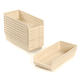 Plastic Shelf Bin Nestable 8-3/8"W x 17-7/8" D x 4"H Beige - Pkg Qty 12