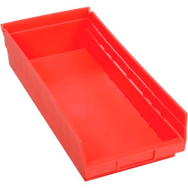 Plastic Shelf Bin Nestable 8-3/8"W x 17-7/8" D x 4"H Red - Pkg Qty 12