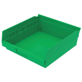 Plastic Shelf Bin Nestable 11-1/8"W x 11-5/8" D x 4"H Green - Pkg Qty 12
